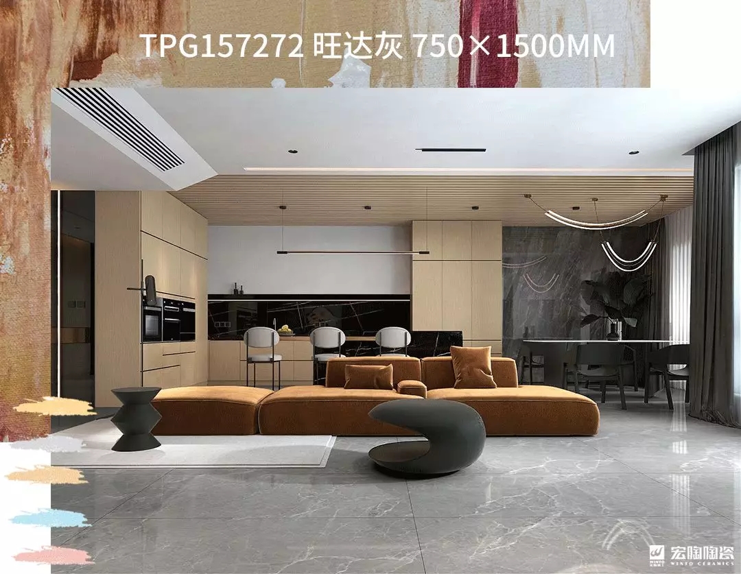 ag亚娱集团旺达灰750X1500MM瓷砖地砖装修效果图